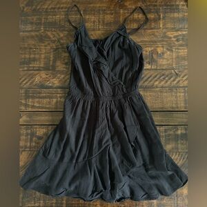 Express New Flowy Wrap Ruffle Mini Summer Dress Coral Black  Xs